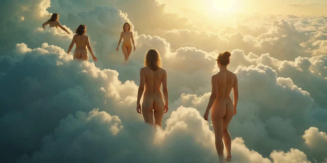 naked girls looking for sex toys waling on the coulds in heaven