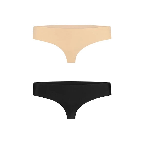 Bye Bra - Invisible Thong (Nude & Black 2-Pack) M