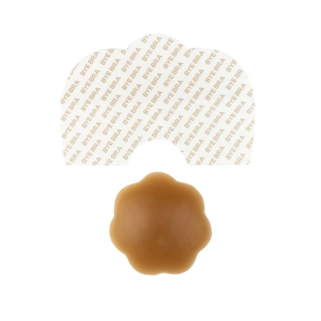 Bye Bra - Breast Lift Tape + Silicone Nipple Covers Brown A-C