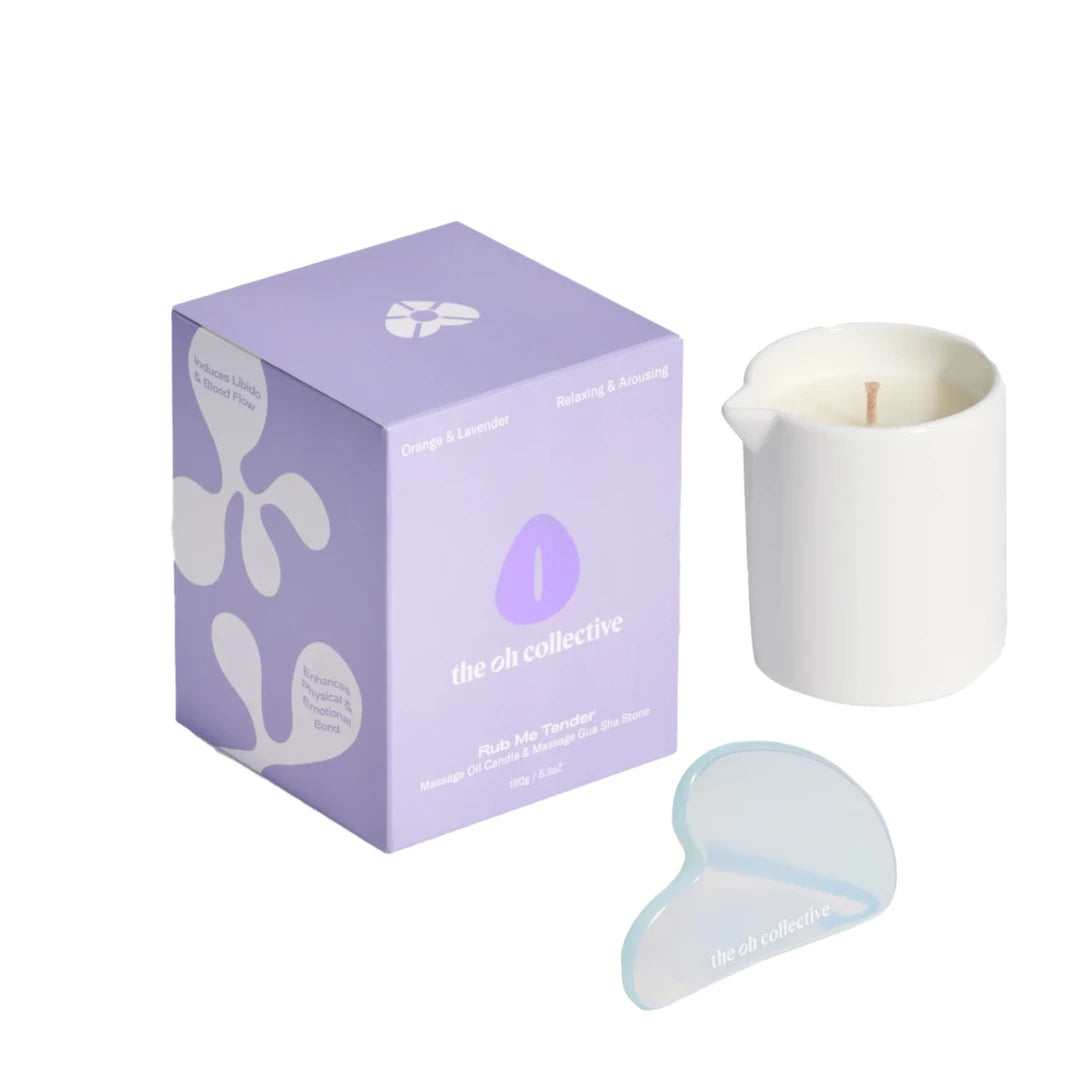 The Oh Collective - Rub Me Tender Massage Candle with Guasha Stone