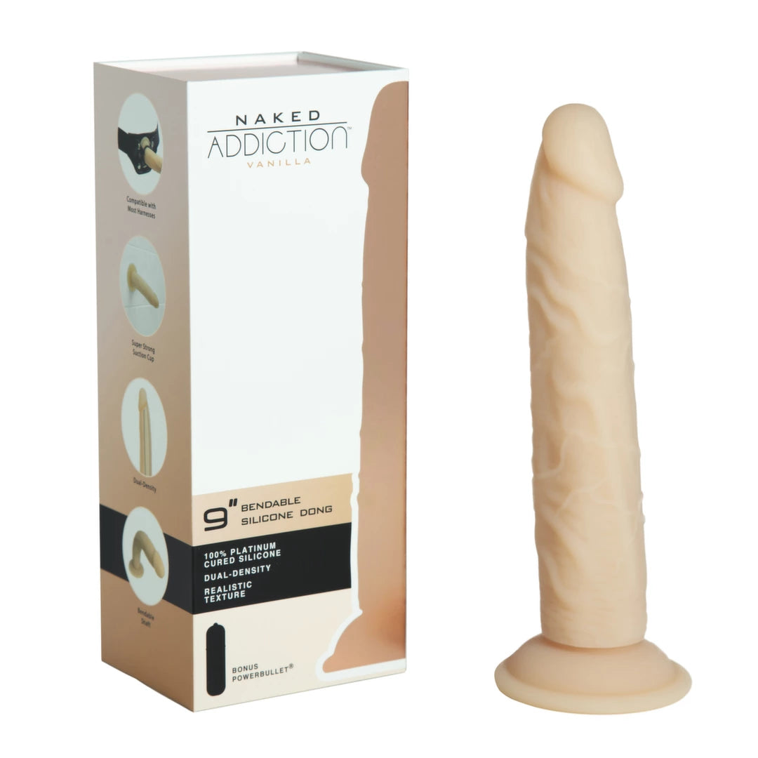 Naked Addiction - 22,8 cm Silicone Bendable Dual Density Dildo Vanilla