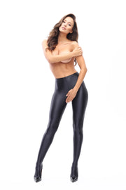 P800 - Shiny Tights with Erotic Cutout - Black S