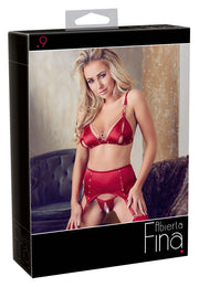 Bra and Suspender Set Red S