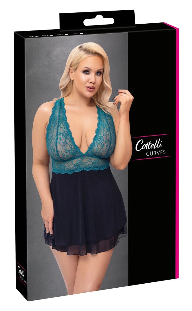 Cottelli CURVES - Babydoll Z Koronkową Górą I Siateczkową Spódnicą XL