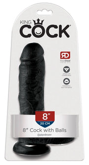 King Cock 8" Cock w balls dark