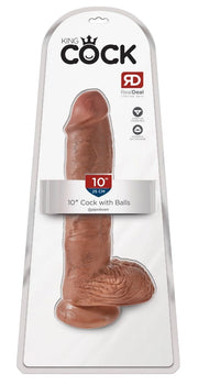 King Cock 10 inch Balls Tan