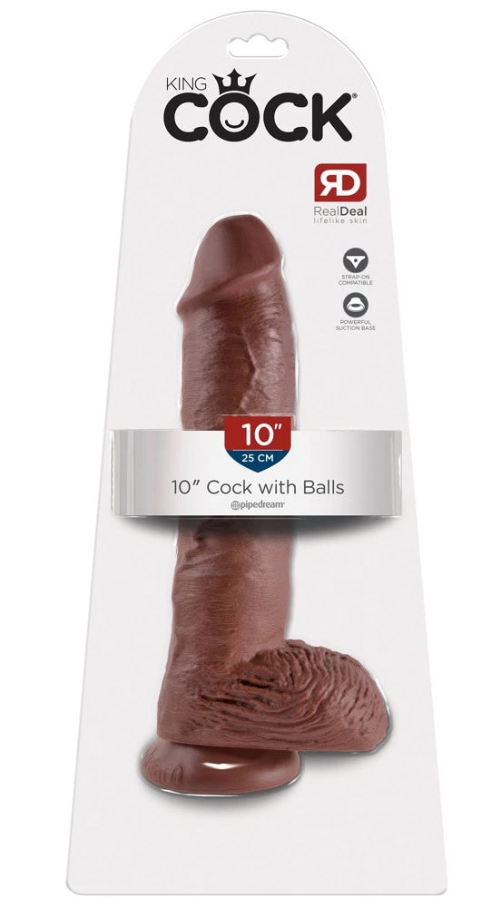 King Cock 10 inch Balls Brown