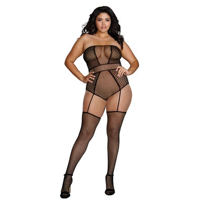 Strapless Teddy Bodystocking - Plus Size