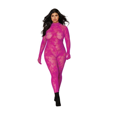 Bodystocking with Finger Gloves Diamond - Plus Size - Azalea