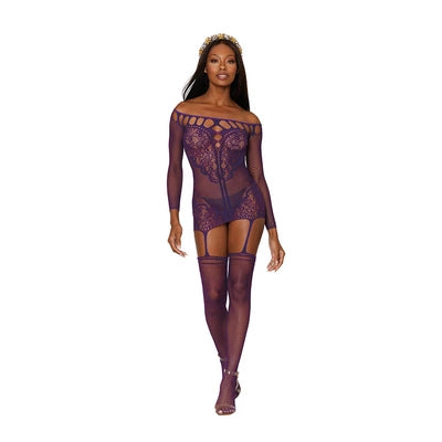 Garter Dress Diamond - One Size - Aubergine