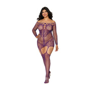 Garter Dress Diamond - Plus Size - Aubergine