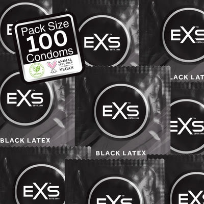 EXS Black Latex Condoms - Condoms - 100 Pieces