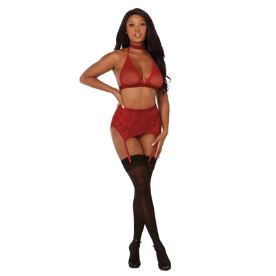 Fishnet and Lace 4 Piece Set - One Size