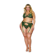 Women's Metallic Corded Lace 3 Piece Set - Plus Size