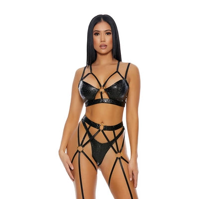 That's My Spot Cheetah Print Lingerie Set - L - Black