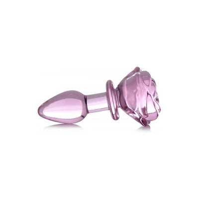 Pink Rose - Glass Butt Plug - Small