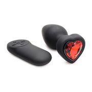 Silicone Vibrating Red Heart - Butt Plug with Remote Control - Small