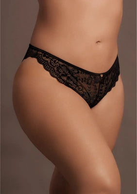 Claire - Elastic Lace Brief with Golden Details - Plus Size