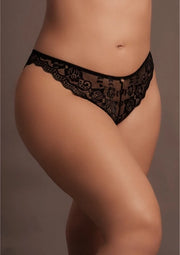 Zoé - Elastic Lace Brief with Back Lacing and Golden Details - Plus Size