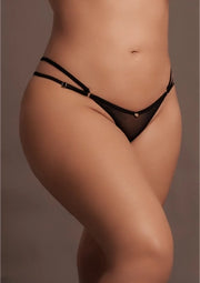 Ella - Elastic Mesh Thong with Sliders and Golden Details - Plus Size