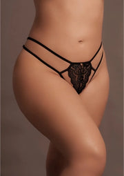 Faye - Lace Thong with Adjustable Sliders and Golden Details - Plus Size