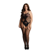 Fence Net Suspender Bodystocking - Plus Size