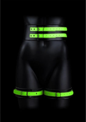 Thigh Cuffs with Belt and Handcuffs - Glow in the Dark - S/M