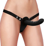 Silicone Ribbed Strap-On - Adjustable - Black