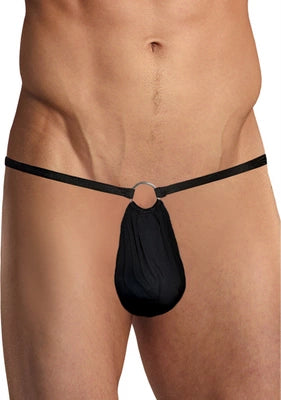 G-String with Ring at the Front - One Size - Black